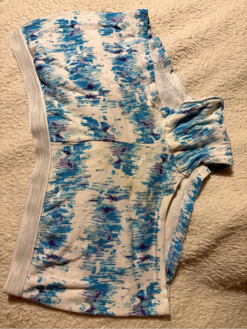 Hanes White, Blue & Purple Tie-Dye undershorts